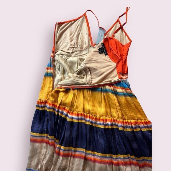 Anthropologie Tanvi Kedia V-Neck Colorblock Midi Dress New - Picture 13 of 14